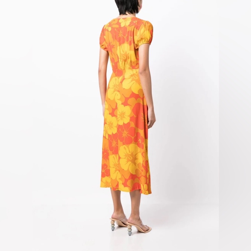 FAITHFULL THE BRAND Mailee Vibrant Floral Midi Tropical Vacation Dress Size L - Picture 3 of 9